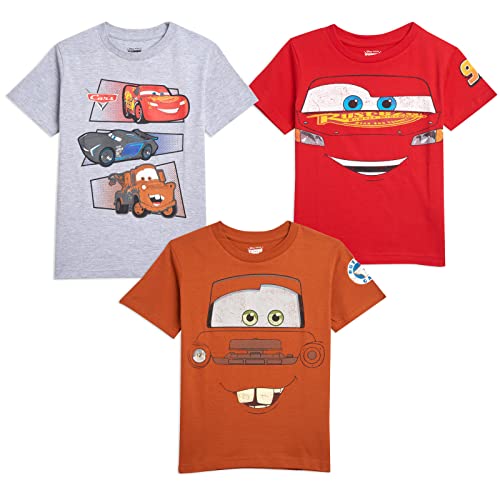 Disney Pixar Cars Lightning McQueen Tow Mater Toddler Boys 3 Pack Graphic T-Shirts Multicolor 4T