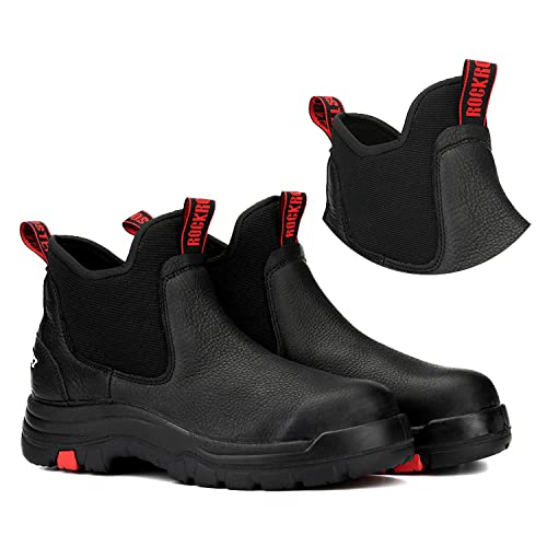 ROCKROOSTER Men's Chelsea Boots, 6 inch Black Soft Toe Waterproof EH Protective Slip On Work Boots ASTM F2892 Standard AK303 US 11