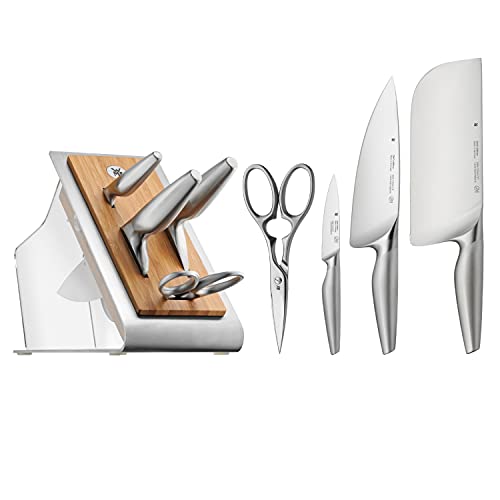 WMF Knife Block with 5 Pieces Chef's Edition Performance Cut Knife Made in Germany Forged Special Blade Steel - Stainless Steel Handles