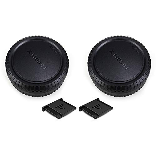 2 Pack X Mount Body Cap Cover & Rear Lens Cap for Fuji Fujifilm X-T5 X-T4 X-T3 X-T2 X-S20 X-S10 X-T30 X-T20 X-T200 X-H1 X-H2 X-H2S X-PRO3 PRO2 X-E4 X-E3 X-A7 X-A5 & More Fujifilm X Mount Camera & Lens