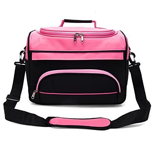 MAXPAND Small Hairdressing Tool Bag Hairdresser Bag with Shoulder Strap Cosmetics Beauty Hairstylist Bag Hair Makeup Salon Organizer Bag with YKK Zipper (PINK), 13.8' x 8.7' x 9.5'