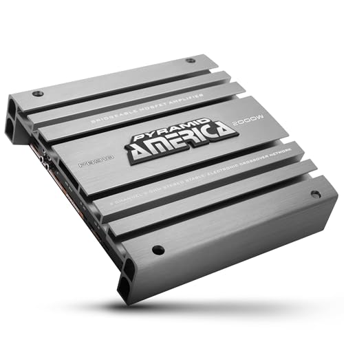 Pyramid 2 Channel Car Stereo Amplifier - 2000W High Power 2-Channel Bridgeable Audio Sound Auto Small Speaker Amp Box w/MOSFET, Crossover, Bass Boost Control, Silver Plated RCA Input Output PB918