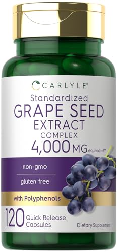 Carlyle Grape Seed Extract 4,000mg | 120 Quick Release Capsules | Standardized Extract Complex with Polyphenols | Non-GMO, Gluten Free Supplement