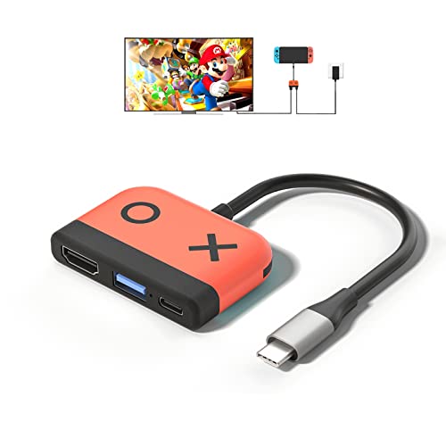 Kstkry Switch Dock for Nintendo Switch,Portable Dock with HDMI TV USB 3.0 Port and USB C Charging,Compatible with Nintendo Switch Steam Deck MacBook Pro/Air Samsung and More