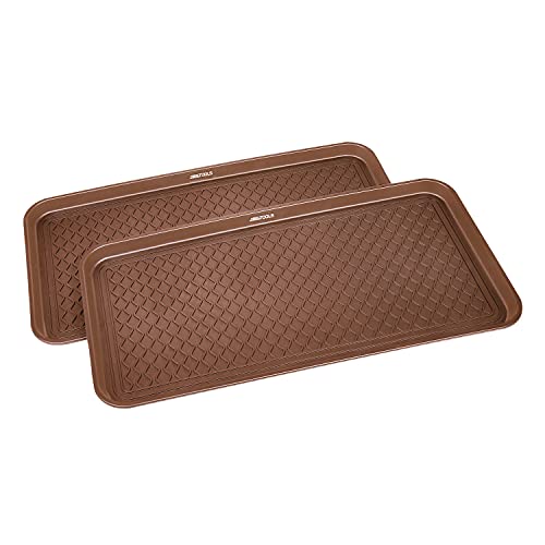 Great Working Tools Boot Trays for Entryway, Set of 2 Heavy Duty Shoe Trays All Season Muddy Mats Wet Shoe Tray Snow Boot Tray - Brown, 30' x 15' x 1.2'