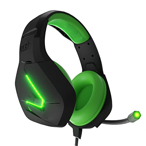 Orzly Gaming Headset (Green) for PC and Gaming Consoles PS5, PS4, Xbox Series X | S, Xbox ONE, Nintendo Switch & Google Stadia Stereo Sound with Noise Cancelling mic - Hornet RXH-20 Sagano Edition