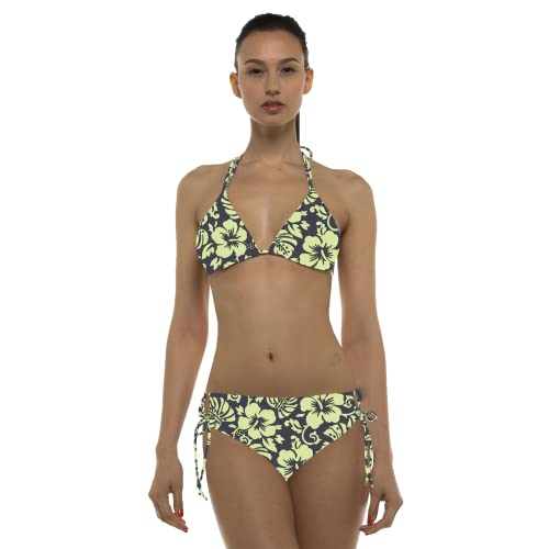 Private Island Hawaii UPF50+ Women Rash Guard Triangle Stringer Workout Bikini Bottom (X-Large, Brown with Green-SBB)