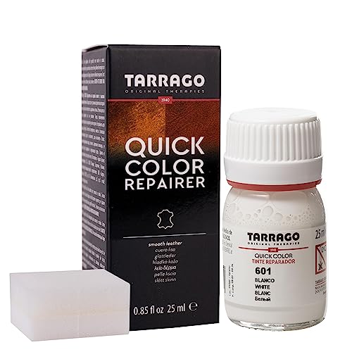 Tarrago Quick Color Dye Leather and Canvas Repair - 25 ml Leather Shoe Dye for Dyeing of Leather Footwear, Bags, Shoes, Jackets, Purses & More - White #601