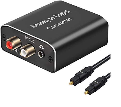 Analog to Digital Audio Converter,Hdiwousp Aluminum RCA to Optical with Optical Cable, Stereo L/R and 3.5mm Jack to Digital Toslink Coaxial Audio Adapter Compatible with PS4 Xbox HDTV DVD Headphone.
