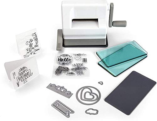 Sizzix Sidekick Starter Kit 661770 Portable Manual Die Cutting & Embossing Machine for Arts & Crafts, Scrapbooking & Cardmaking, 6.35 cm Opening, 2.5' Opening, White