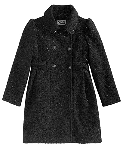 Rothschild Girls' Faux Wool Coats (10-12, Black Sparkle Bow)
