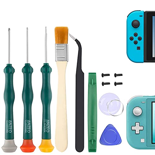 Triwing Screwdriver for Nintendo Switch, Professional Repair Tool Kit for Joy-con Joystick Replacement with Tweezers, Opening Pry Bar & Suction Cup