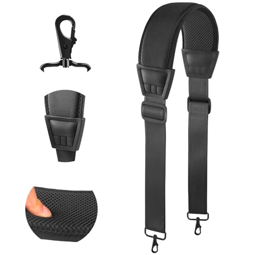 FIEIL 67' Universal Shoulder Strap, Mesh Thick Padded Bag Strap with Double Adjustable Buckles and Metal Hooks, Ideal for Briefcases, Computer Satchels, Crossbody Bags, Luggage(Breathable)