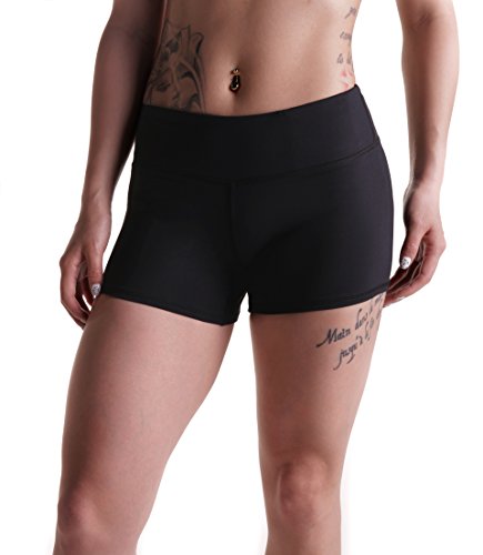 Tough Mode Women's 3' Athletic Workout Volleyball Running WOD Compression Shorts Black
