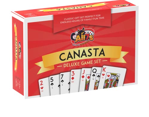All7s Canasta Cards Game Set with Canasta Cards with Point Values on Cards, Canasta Playing Cards Score Pads and Canasta Card Holder Tray