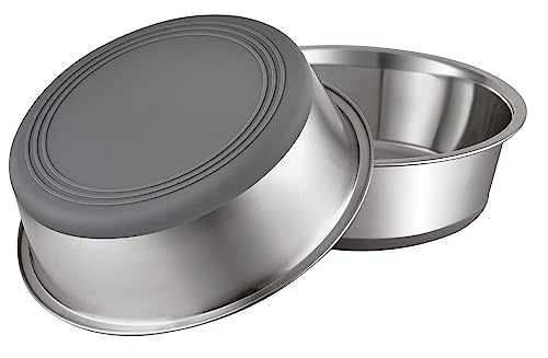 PEGGY11 Stainless Steel Metal Dog Bowls, Nonslip Rubber Bottom, Dishwasher Safe, Easy to Clean - 2 Pack, Each Holds 3.8 US Cup