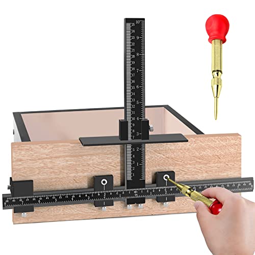 King&Charles Cabinet Hardware Jig, Aluminum Alloy Cabinet Handle Jig with Automatic Center Punch, Cabinet Jig for Handles and Pulls on Drawers/Cabinets, Cabinet Hardware Template Tool Perfect Set.