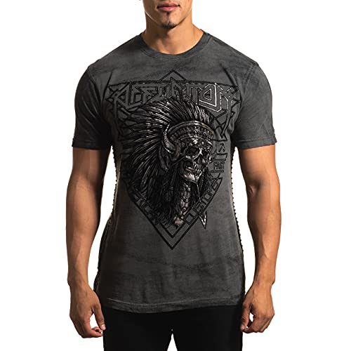 Affliction Men's American Customs Stone & Steel Short Sleeve Tee Large