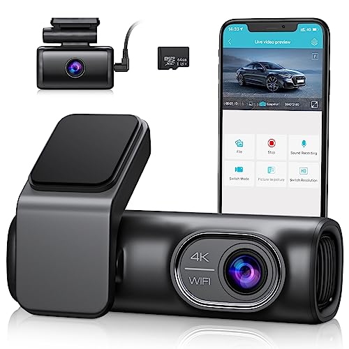 OMBAR Dash Cam Front and Rear 4K/2K/1080P+1080P 5G WiFi GPS, Dash Camera for Cars with Free 64G SD Card, Dual Dash Cam with WDR Night Vision, 24h Parking Mode,170°Wide, G-Sensor, Loop Recording, APP
