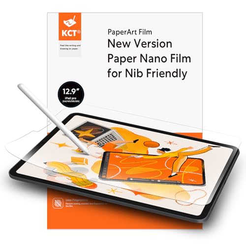 KCT 2 Pack Paperfeel Screen Protector Compatible with iPad Pro 12.9 (2022 & 2021 & 2020 & 2018 Models), Matte PET Film for Drawing, No Glare with Easy Installation Kit