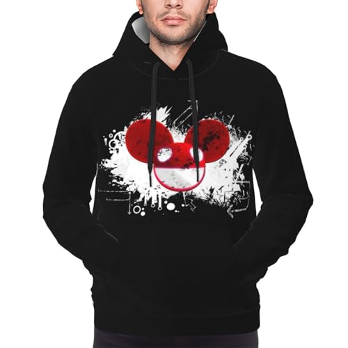 FAIYDASHOP Dead%Mau5 Band Unisex Long Sleeve Hoodie Teenagers 3D Novelty Fashion Casual Pullover Tshirts for Men Women Date Graphic Pullover Hooded Sweatshirt with Pockets Black