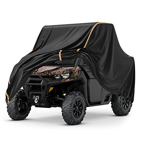 Kemimoto UTV Cover, All-Weather Protection UTV Cover Two Seater Compatible with Can Am Defender Polaris Ranger Commander Rhino Pioneer Kawasaki Mule Teryx 2-3 Seaters Large 126' x 70' x 75'
