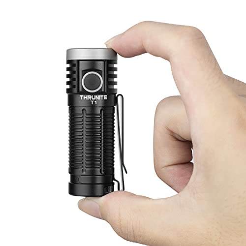ThruNite T1 Magnetic Tailcap Flashlights, USB Rechargeable EDC Flashlight, Stepless Dimming 1500 lumens Pocket Flashlight, CREE XHP50, Clip Included for Outdoor and Indoor Everyday Use - Black NW