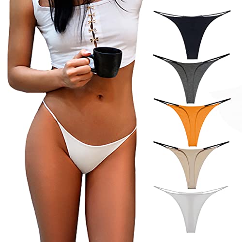 Aogda Thong for Women Cotton Underwear Low Rise Panties Woman G-String Thongs（Medium）