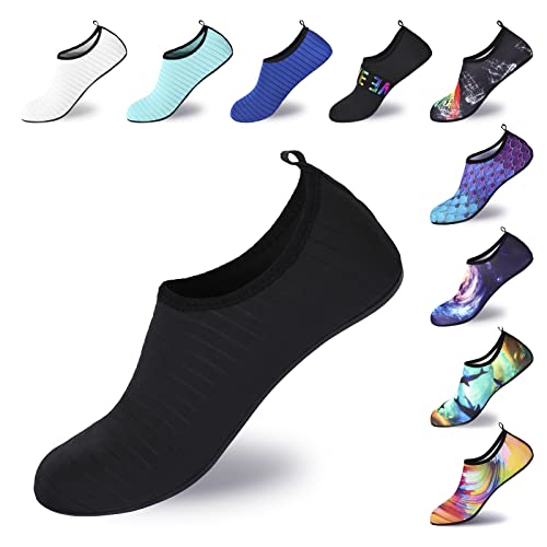 BowenBo Water Sports Barefoot Women's Men's Outdoor Beach Swimming Aqua Socks Quick-Dry Boating Fishing Diving Surfing Exercise (46-47,Black)