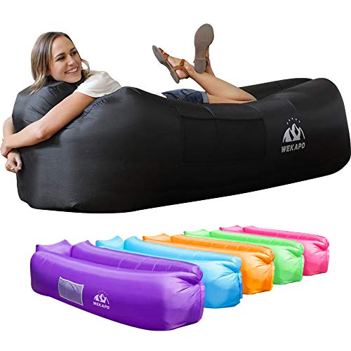 WEKAPO Inflatable Lounger Air Sofa Hammock-Portable,Water Proof& Anti-Air Leaking Design-Ideal Couch for Backyard Lakeside Beach Traveling Camping Picnics & Music Festivals (Black)