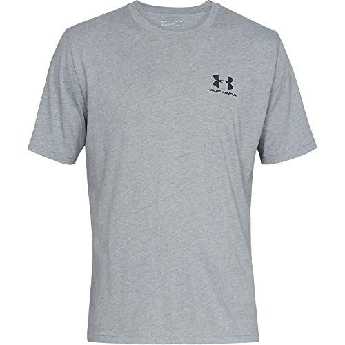 Under Armour Men's Sportstyle Left Chest Short-Sleeve T-Shirt , Steel Light Heather (036)/Black , Large