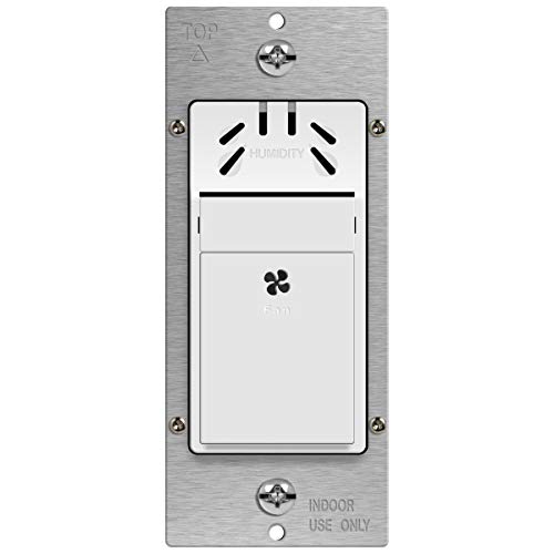 TOPGREENER Humidity Sensor Switch for Ventilation Fan, Air Moisture Detection, Bathroom Fan Automated Control, Adjustable Timing, NEUTRAL WIRE REQUIRED, UL Listed, TDHS5-N, White