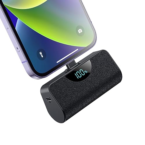 Small Portable Charger for iPhone 5200mAh, Compact 20W PD Fast Charging Power Bank, LCD Display Cute Battery Pack Portable Phone Charger Compatible with iPhone 14 Pro Max/14/13/12/11/XR/X/8/7/6 Plus