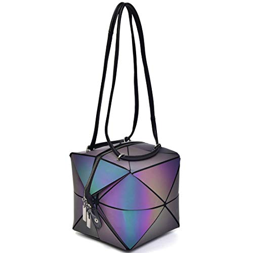 Geometric Purse for Women Magical Changeable Square Purse Large Holographic Luminous Purse Crossbody Halloween Bag Gifts Unique