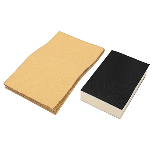 Orenic 7 Pcs Set Hand Sanding Block, Reusable Sanding Sponge with Flocking Yellow Sandpaper, Strong Grinding Force Sanding Blocks for Wood, Drywall, Metal, Glasses, Efficient Sanding Kit for Auto Body