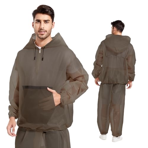 MIMI FUNN Mosquito Net Suit Ideal for Fishing, Hiking, Camping, Farming and Gardening (Coffee)
