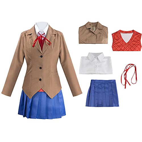 Okazaki Monika Sayori Yuri Cosplay Costume Uniform Outfit Halloween Dress for Girls (Monika, L)