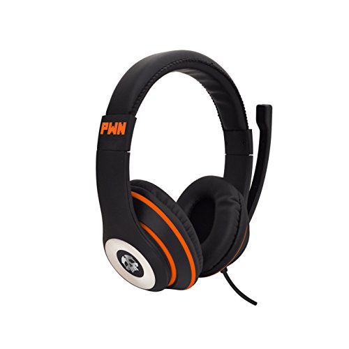 Audio Council PWN Gaming Headset with Stereo Over Ear Gamer Headphones, Adjustable Microphone, Inline Volume Control Mic PS4 PC WiiU Xbox Smartphones PC Tablets (Black/Orange)