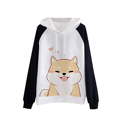 Meikosks Women's Casual Long Sleeve Sweatshirt Cute Graphic Print Hoodies Jumper Pullover Tops Black