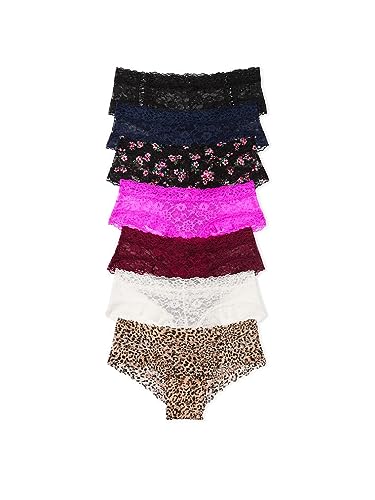 Victoria's Secret Lacie Cheeky Panty Pack, Cheeky Panties for Women, Lace Panties, Hipster Panties, Ladies Underwear, Multi (L)