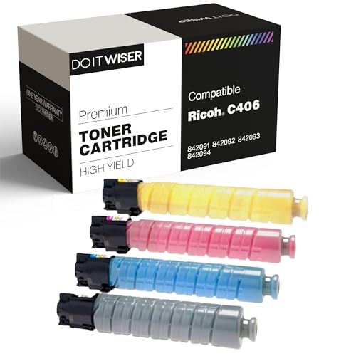 Do it Wiser Compatible Printer Toner Cartridge Replacement for Ricoh MP C307 MP C306 MP C406 MP C407 - 842091 842092 842093 842094 (Black, Cyan, Magenta, Yellow, 4Pack) High Yield