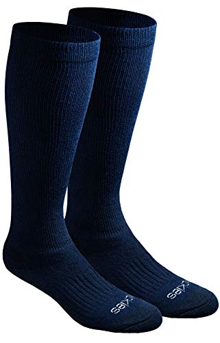 Dickies Men's Light Comfort Compression Over-The-Calf Socks, Uniform Navy (2 Pairs), Shoe Size: 12-15