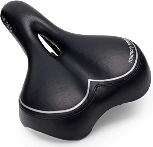 Bikeroo Bike Seat for Men - Soft Padded 7' Wide Bicycle Seat Replacement for MTB Mountain, Schwinn, BMX, Peloton, Ebike, Stationary Exercise Bike - Memory Foam Bike Saddle