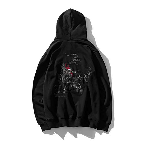 MFCT Men's Black Out Dragon King Embroidery Hoodie [X-Large]