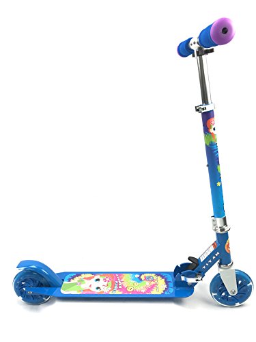 TITAN Flower Power Princess Folding Aluminum Girls Kick Scooter with LED Light Up Wheels (Age 5+), Blue