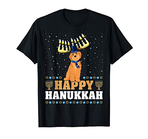 Cute Menorah Chanukah Happy Hanukkah Goldendoodle T-Shirt