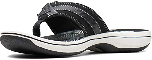 Clarks Women's Breeze Sea Flip-Flop, Black Synthetic, 8