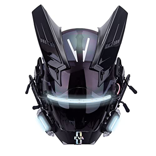 JoySeed Punk Helmet Mask with LED Light, Rechargeable Future Cosplay Props for Men Women Boys, Halloween Party Christmas Party Type K