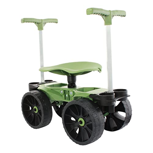 TheXceptional Wheelie Easy-Up | Wheeled Garden Stool with Handles Relieve Pain Getting Up and Down | Gardening Work-Seat with Wheels for Elderly Seniors Kneeler | Made in USA by Vertex | Model EX530