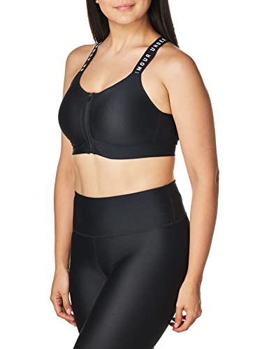 Under Armour Women's Standard Infinity High-Impact Zip Sports Bra, (001) Black / / White, Large